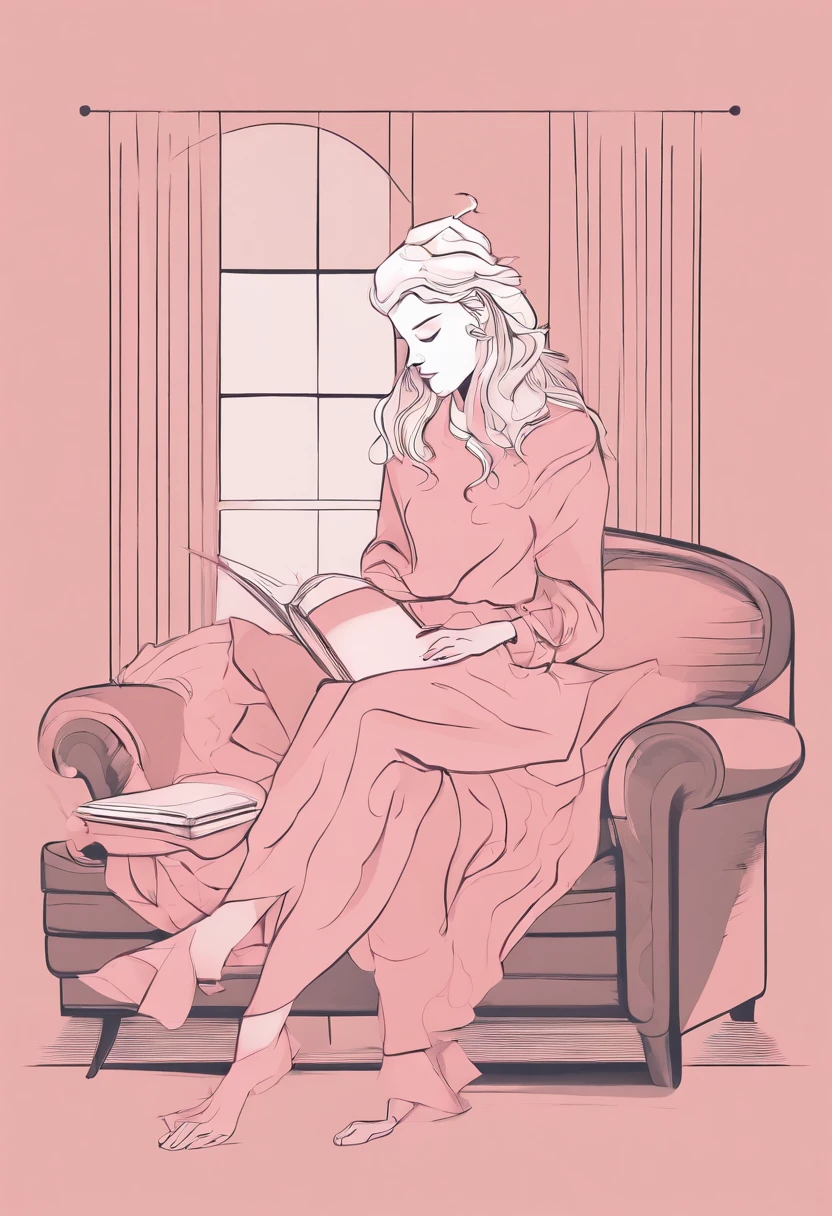 full-length elf with a pillow at home on the couch blonde pink strand giveaway clothes