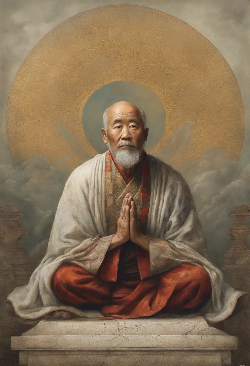 Mokiti Okada, johrei, luz divina, Japanese man sitting praying to the heavens, diante de um orisonte lindo, com o sol se pondo, with one hand forward, in connection with the divine, foto retrato, Directed by: Drew Tucker, Directed by: Adam Marczyński, Directed by: Alexandre Kucharsky, Directed by: Gavin Nolan, Surrealismo 8K, Directed by: Jason Felix, Yuri Shwedoff e Tom Bagshaw, arte ilustrativa, Estilo Erik Johansson