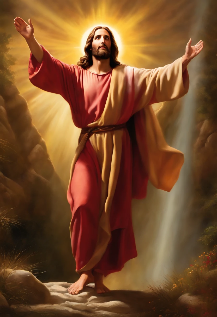 Generate an ultra-realistic depiction of Jesus performing a miracle.