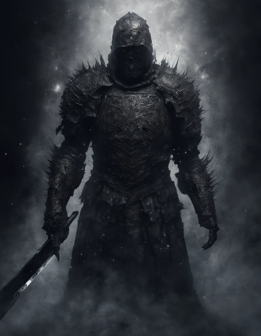 Cosmic Fallen Knight, cinzas cosmicas, estranho, assustador, cores muito brilhantes, light particles, com luz brilhante, Mshiff, Arte do papel de parede, Papel de parede UHD, artistic, intrincado