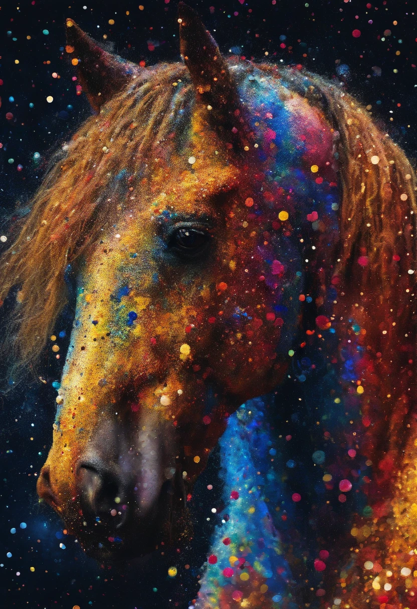 galaxya cavalo pintura fosca detalhada, cor profunda, genial, detalhes intrincados, tela inicial, cores complementares, arte conceitual de fantasia, 8k resolution trending on Artstation Unreal Engine 5