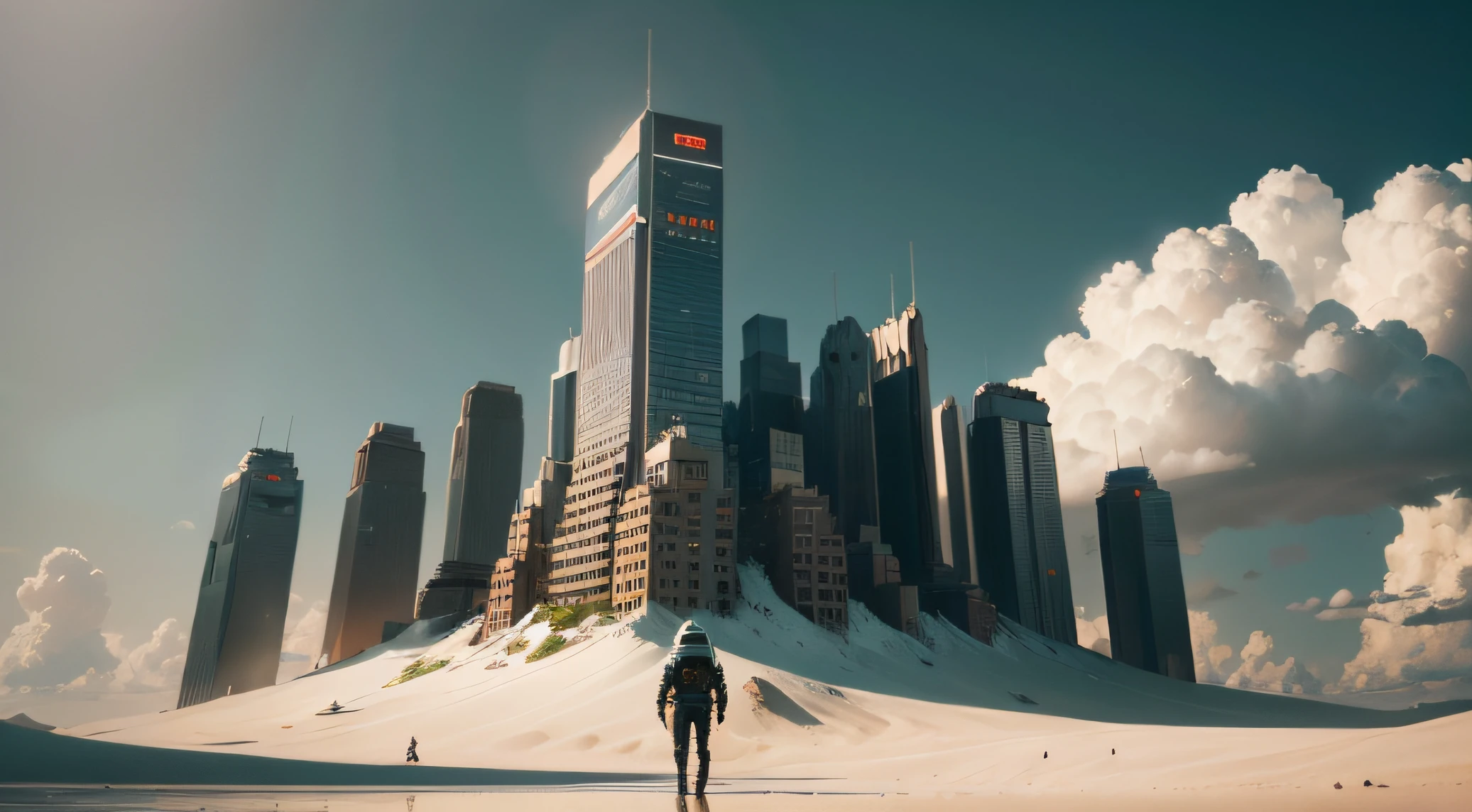 Post-apocalypse scenario planet Mars PANORAMIC VIEW , Cyber Punk, OVNI CONCEITO, low level] interestelar, complexidade intrincada, non-Unreal Engine rendering, fotorrealista, Onda de vapor, efeito de massa, Hasselblad, Battlestar Galactica, octan render], hiper-realismo, ultra-realistic, Obra-prima de arte desviante, hyper-realistic, arte-gema, Greg Rutkowski, Moebius style French artist, Neon light, skyscraper city landscape,, 32k, digital illustation, unreal engine cinematic smooth, sonho, detalhes intrincados, oil on canvas by Mark Ryden, proportion Aurea, perfect composition, UE5, trending on artstation and cgsociety, soft natural volumetric cinematic perfect light, fotografia premiada