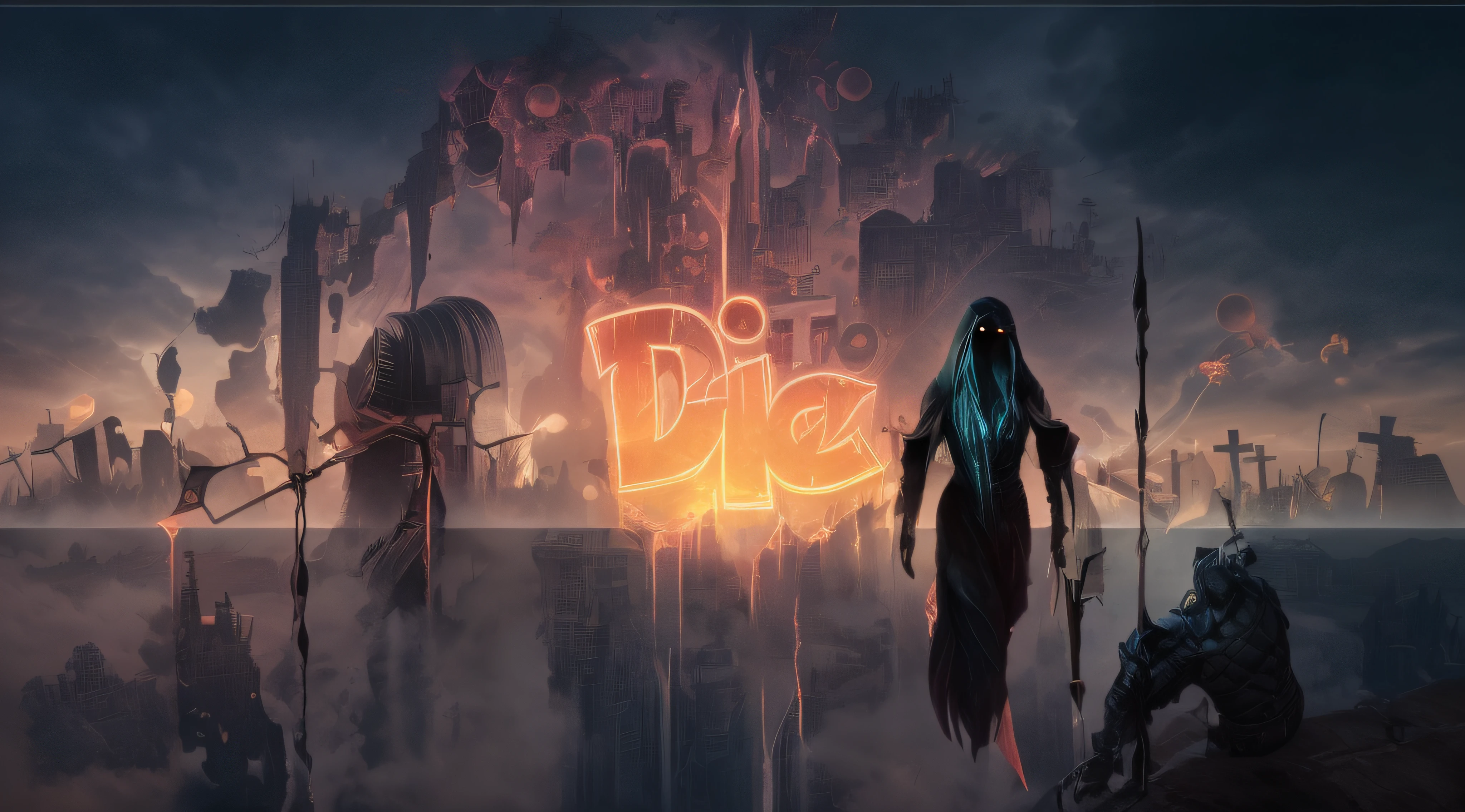 imagem arafed de uma parede com um texto , tela de carregamento", [ jogo de terror ], horrific digital art, epic digital art illustration, Estilo Darksiders, livre para matar e morrer, amazing splashscreen artwork, foto de perfil 1024px, De acordo com, desktop background, [epics, Epic digital art, 1 0 2 4 x 7 6 8