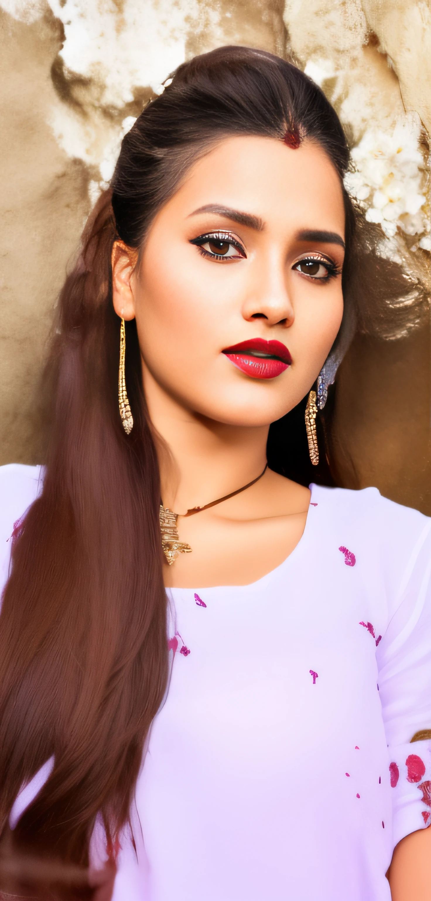 arafed woman in a plain white sari posing for a picture, very beautiful girl, traditional beauty, with lovely look, very very very beautifull face, very beautiful enga style, with a beautifull smile, beautiful pretty young, young girl, a beautiful young woman, with accurate face, beutiful face, cute beautiful, with kind face, she is about 27years old, ((film grain, skin details, high detailed skin texture, 8k hdr, dslr)), photography taken by sony DSLR, Hd image, big breast, dark red lips, indian model, actress, srilanka female model, black long hair, beautiful face