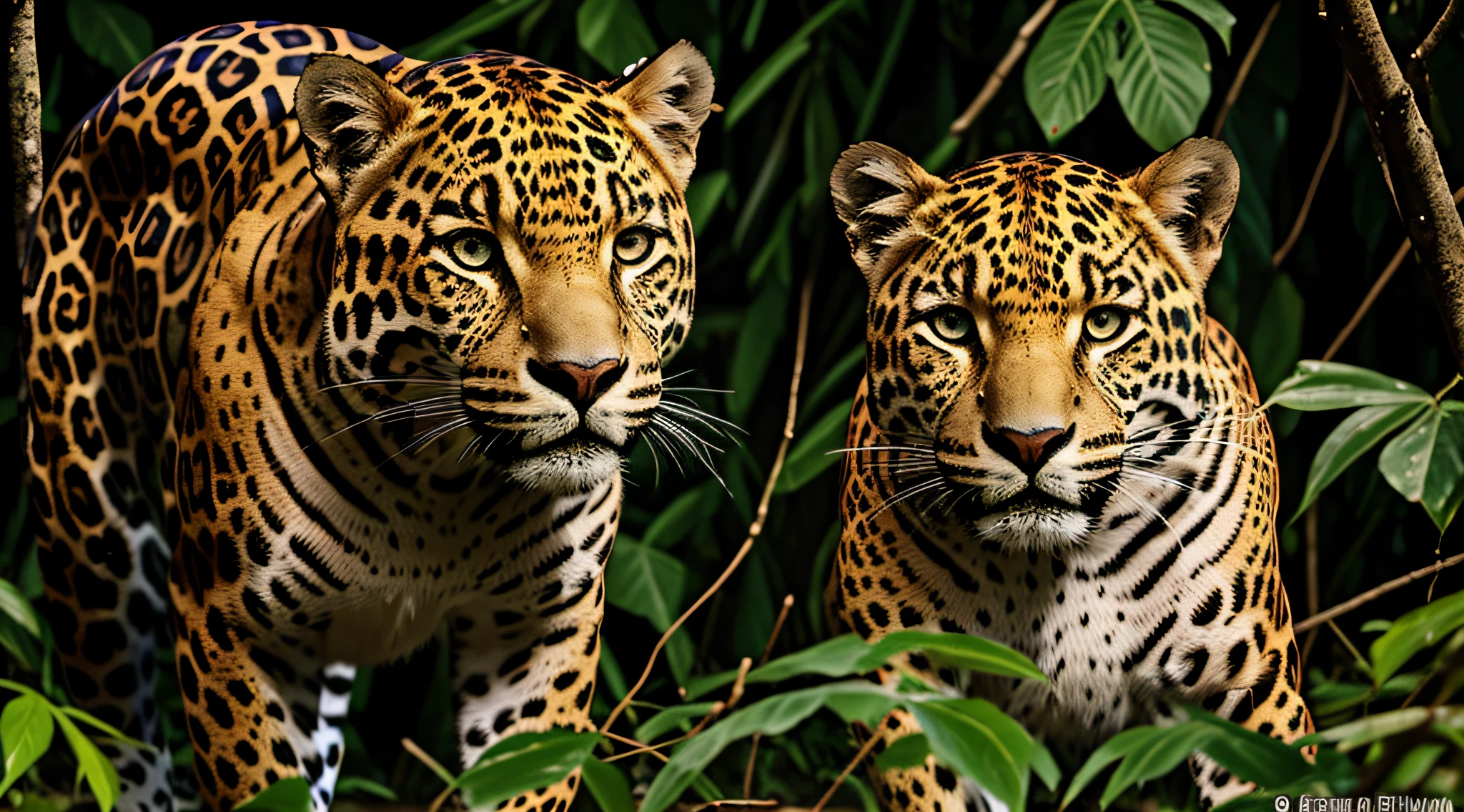a jaguar, Feline predator in the Amazon rainforest, a espreita observando uma presa, Imposing jaguar, realista