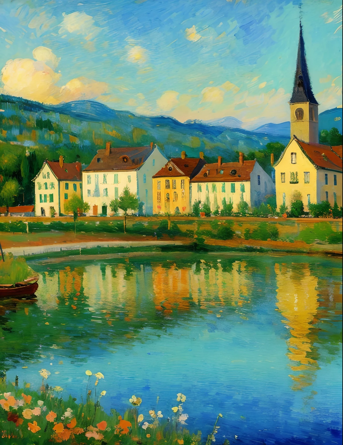 European town, post-impressionism, impressionism, tonalism