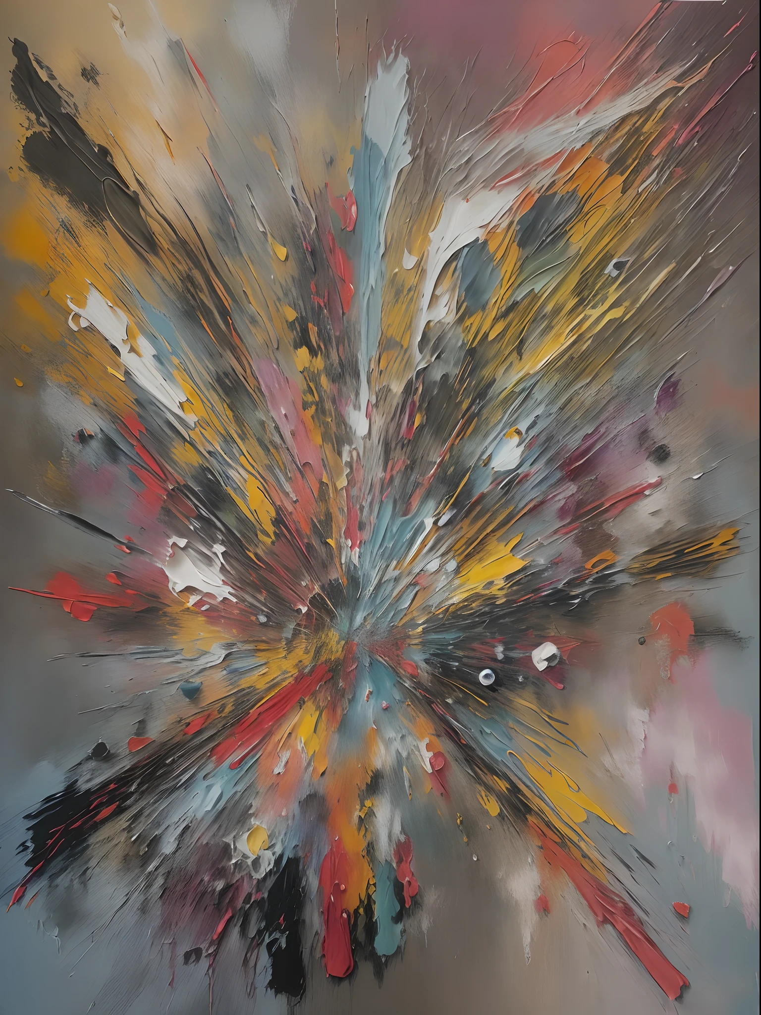 Abstract painting representing the sound of punk music, using vibrant colors and erratic shapes