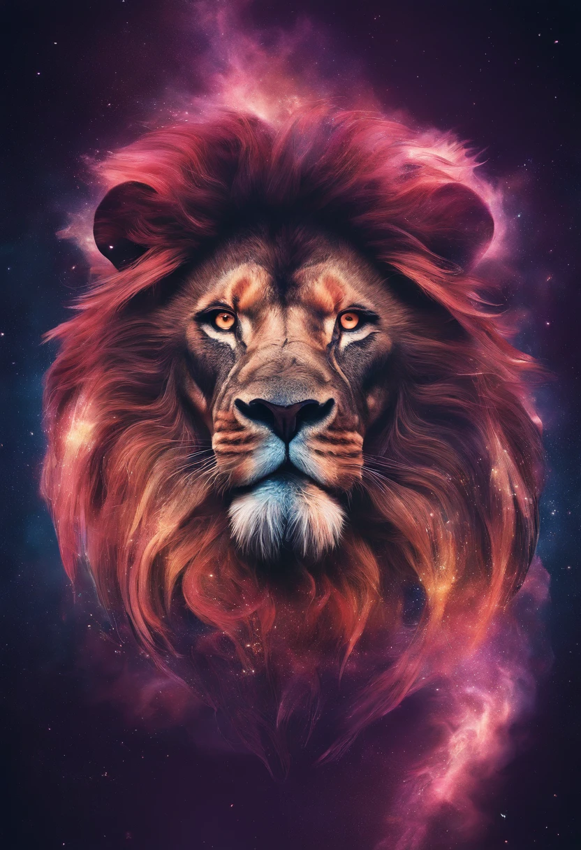 a photograph Galaxies, espirais, outer space, Nebulosas, estrelas, smoke billowing,espatacular imagem, detalhe intrincado, in the form of a lion, octane rendering, 8k hiper realista, Textura realista, Unreal Natural Lighting Engine, cinestill 800, (mola a 35mm |)