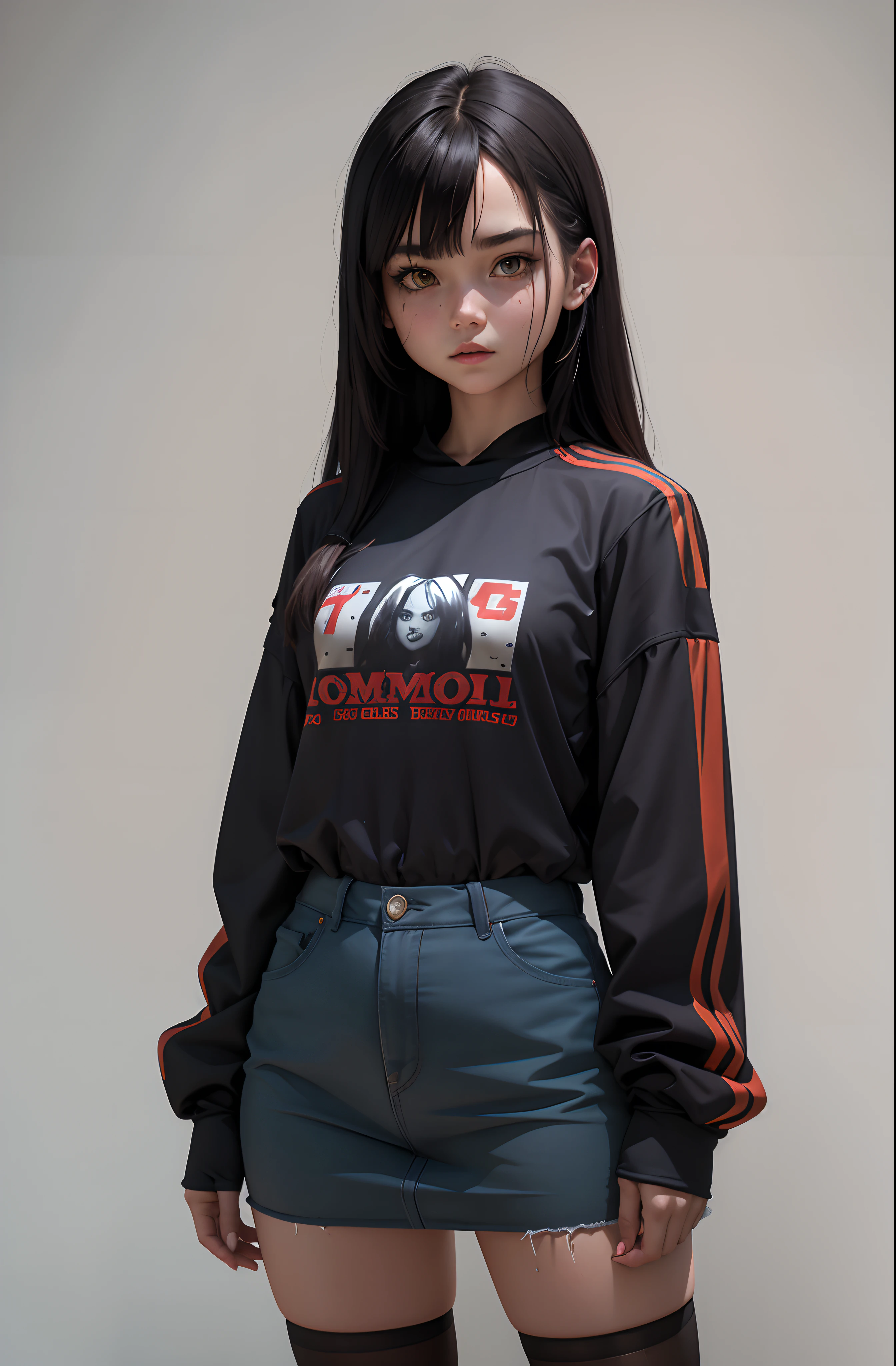 medium-length hair, horror enthusiast, football lover, fair skin, football knowledge, video game enthusiast:
Generate an image of a young girl with medium-length, well-kept hair1.2, exuding a sense of confidence and individuality. She is dressed in an outfit that subtly reflects her love for horror-themed elements1.3, with perhaps a spooky accessory or a reference to her favorite horror movies. In the background, incorporate elements related to football1.3, like a football stadium or a football-themed poster, to emphasize her passion for the sport. Her fair skin1.3 complements her distinctive style.