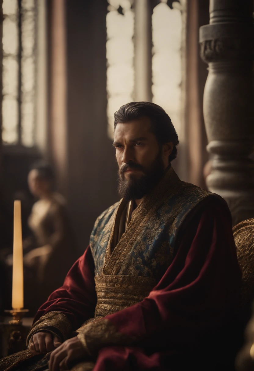 Showcase Marco Polo's aristocratic side in lavish Venetian nobleman attire, reflecting his family's heritage.