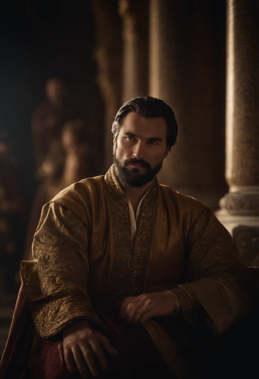 Showcase Marco Polo's aristocratic side in lavish Venetian nobleman attire, reflecting his family's heritage.