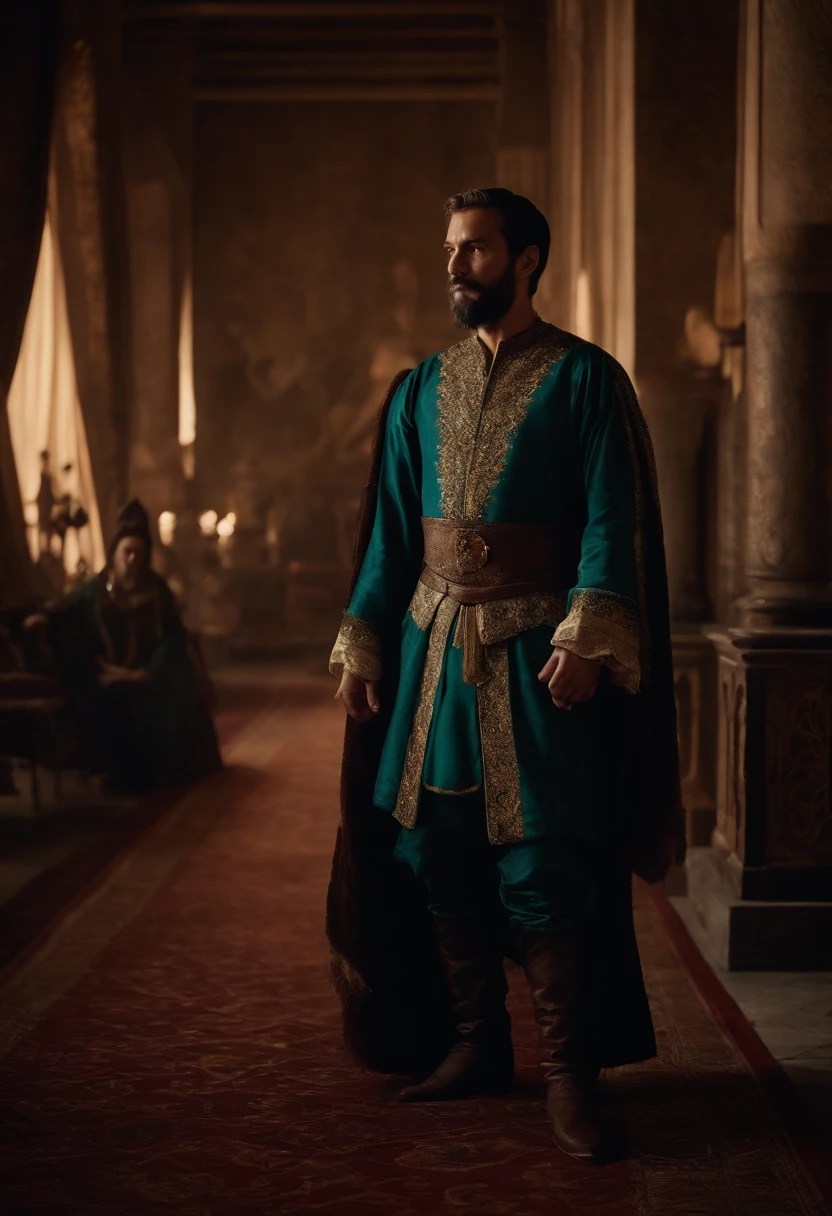 Showcase Marco Polo's aristocratic side in lavish Venetian nobleman attire, reflecting his family's heritage.