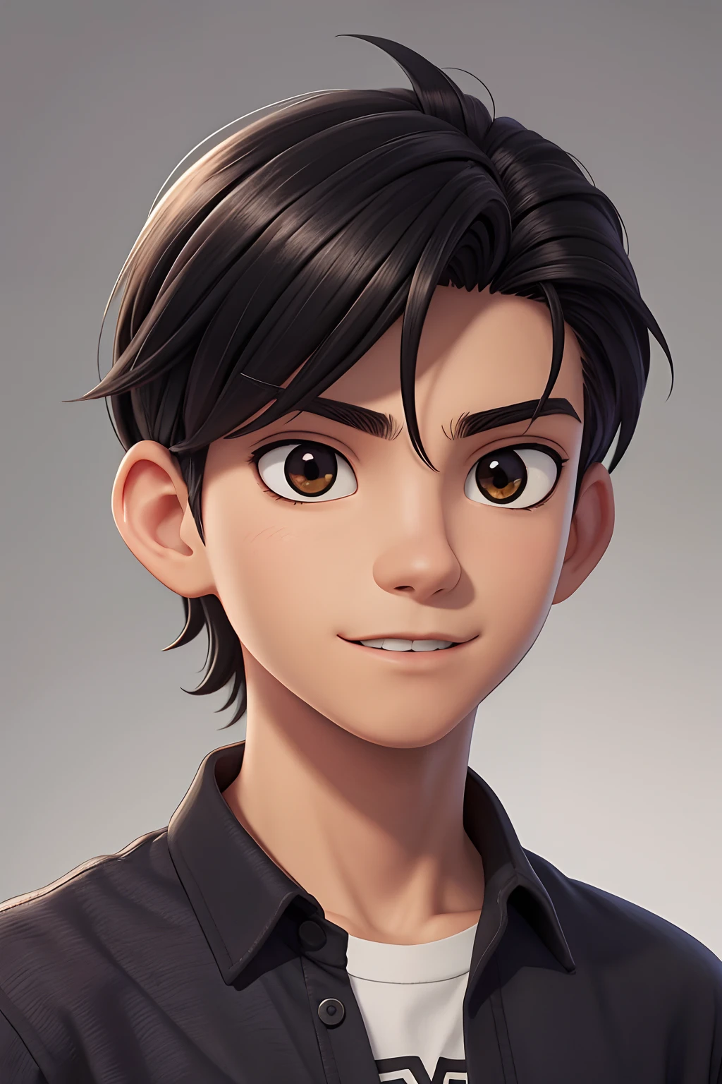 garoto de 16 anos,camisa basica preta,camisa black,(melhor qualidade: 0,8), Perfect anime illustration, Retrato em close-up extremo de um garoto,Retrato de Arte Digital,melhor qualidade),(alta qualidade)fundo luminos