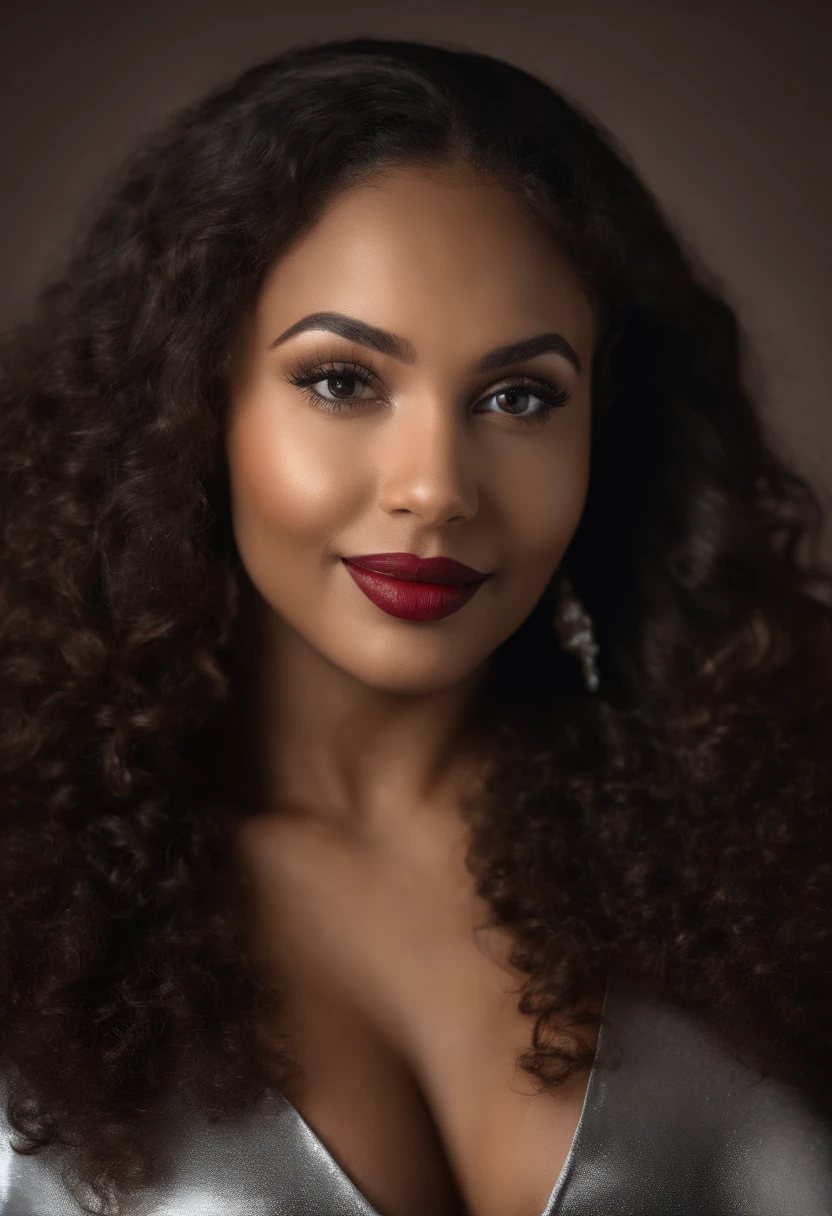 Photo brute, (effet large:1.2), afro-american:1.3, detailled eyes:1.1, DSLR, softlighting, (cheveux noirs:1.1), sitting in an office with a cup of coffee, Photo of Belle fille métisse, attractive, A mixte -peau de race, Photo dans le bureau assise , curly hair, High detail, mise au point nette, dramatique, Real photo of a beautiful 22-year-old Métis woman, Huge- breasts, charme, realistic skin, realistic face, sauvage, en forme, extase (beautiful detailed eyes), (beste-Qualit), (super detailed), (face detailed), (pose dynamique), Canon EF 85mm f/1.2 L II USM, A woman sitting with her coffee in a restaurant, with a white jacket and red lips, Focus sur l'expression du visage, sitting in a Parisian café, photo-realistic, ultra-realistic, ((Realistic natural skin texture) ), sourire, jeune fille de belle et souriante 22 ans, LONGS CHEVEUX NOIRS, seductive face, Sparkling eyes, Well-dressed woman, (décolleté), Specificities (Textures ! , cheveux! , Briller, Couleur!! , beste-Qualit, Lumpy, ultra fou, natural lighting, pose dynamique, Hyperrealistic, realistic lighting, high contrast, Perspective dramatique, thin very curved eyebrows ,Regarder le spectateur, Lie huge smile, ((peau claire,):1.4), gros seins, objectif zoom 200 mm f/1.4 (photoreallistic:1.2) (beste-Qualit) (detailed skin:1.3) (Complex detail) (8k) (Hdr) (Film analogique) (Canon D5) (Lighting kinematics) ( mise au point nette), perspective dramatique, natural lighting, volumetric shading, pose dynamique, Hyperrealistic lighting, Realstic, portrait, femme attrayante, Afro-American girl, gros seins naturels, grosses hanches, gros cul, (grain du film :1.1) , (Dressed in a silver satin dress, Sans manches:1,3)), (Silver satin dress), (Very thick posts) Souriant, Porter un haut de marque (Very thick bust),Seins naturels gigantesques, tattoos and piercings, Grosse poitrine, jeune extremement belle, serious mixed-race complexion,