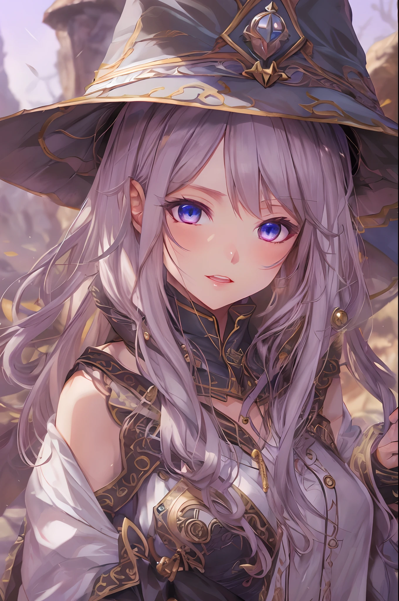 Sexy Wizard Loli, wizards Hat, Masterpiece, Ultra Resolution, 8K, HDR, Ultra Detail,Beautyful detailed Face, Gorgeous eyes