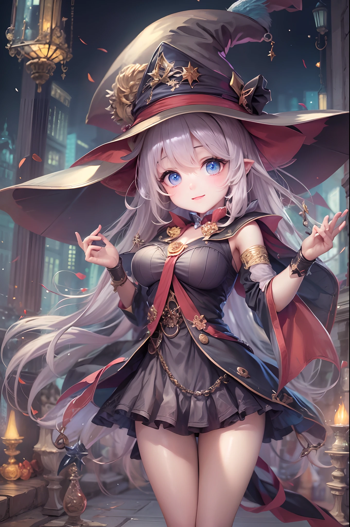 Sexy Wizard Loli, wizards Hat, Masterpiece, Ultra Resolution, 8K, HDR, Ultra Detail,