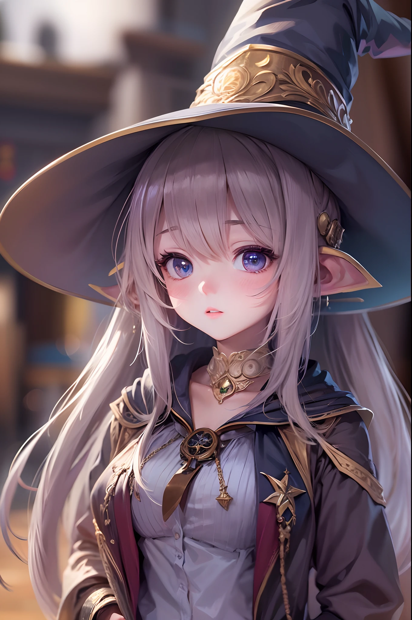 Sexy Wizard Loli, wizards Hat, Masterpiece, Ultra Resolution, 8K, HDR, Ultra Detail,