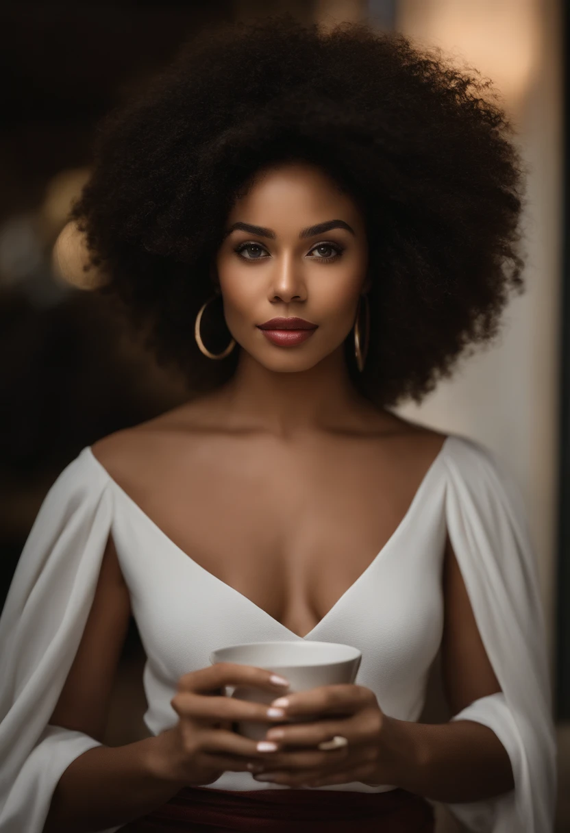 Foto bruta, (Efeito amplo:1.2), afro-americano:1.3, olhos detalhados:1.1, DSLR, soft-lighting, (cabelos pretos:1.1), sitting in an office with a cup of coffee, Foto of Belle fille métisse, atraente, A mixed-race skin, Foto na mesa sentada , curly hair, High detail, Crisp Focus, dramatic, Real photo of a beautiful 22-year-old Métis woman, Seios enormes, encanto, pele realista, Rosto realista, Selvagem, Em boa forma, Ecstasy (belos olhos detalhados), (melhor qualidade), (super detalhado), (rosto detalhado), (dynamic installation), Canon EF 85mm f/1.2 L II USM, A woman sitting with her coffee in a restaurant, with a white jacket and red lips, Focus on facial expression, sitting in a Parisian café, photo-realistic, ultra-realistic, ((textura de pele natural realista) ), sorrir, Menina bonita e sorridente de 22 anos de idade, cabelos pretos longos, rosto sedutor, olhos brilhantes, Mulher bem vestida, (decote), Especificidades (Texturas ! , cabelo! , Brilhar, Cor!! , melhor qualidade, Irregular, Ultra louco, natural lighting, dynamic installation, hiper-realista, realistic lighting, alto contraste, dramatic perspective, sobrancelhas finas e curvas ,Olhe para o espectador, Mentira sorriso enorme, ((Pele,):1.4), Seios grandes, Lente zoom de 200 mm F/1.4 (photoreallistic:1.2) (melhor qualidade) (pele detalhada:1.3) (Detalhe complexo) (8k) (HDR) (analog film) (canon d5) (Lighting kinematics) ( Crisp Focus), dramatic perspective, natural lighting, Volumetric shading, dynamic installation, Hyperrealistic lighting, Realista, retrato, Mulher atraente, Menina afro-americanoa, grandes seios naturais, Quadris grandes, bunda grande, (grain of film :1.1) , (Vestido com um vestido de cetim prateado, Mangas:1,3)), (Vestido de cetim prateado), (Postes muito grossos) Sorridente, Use um top de marca (Busto muito grosso),Seios naturais gigantescos, tatuagens e piercings, mama grande, Juventude extremamente bonita, serious mixed-race skin,