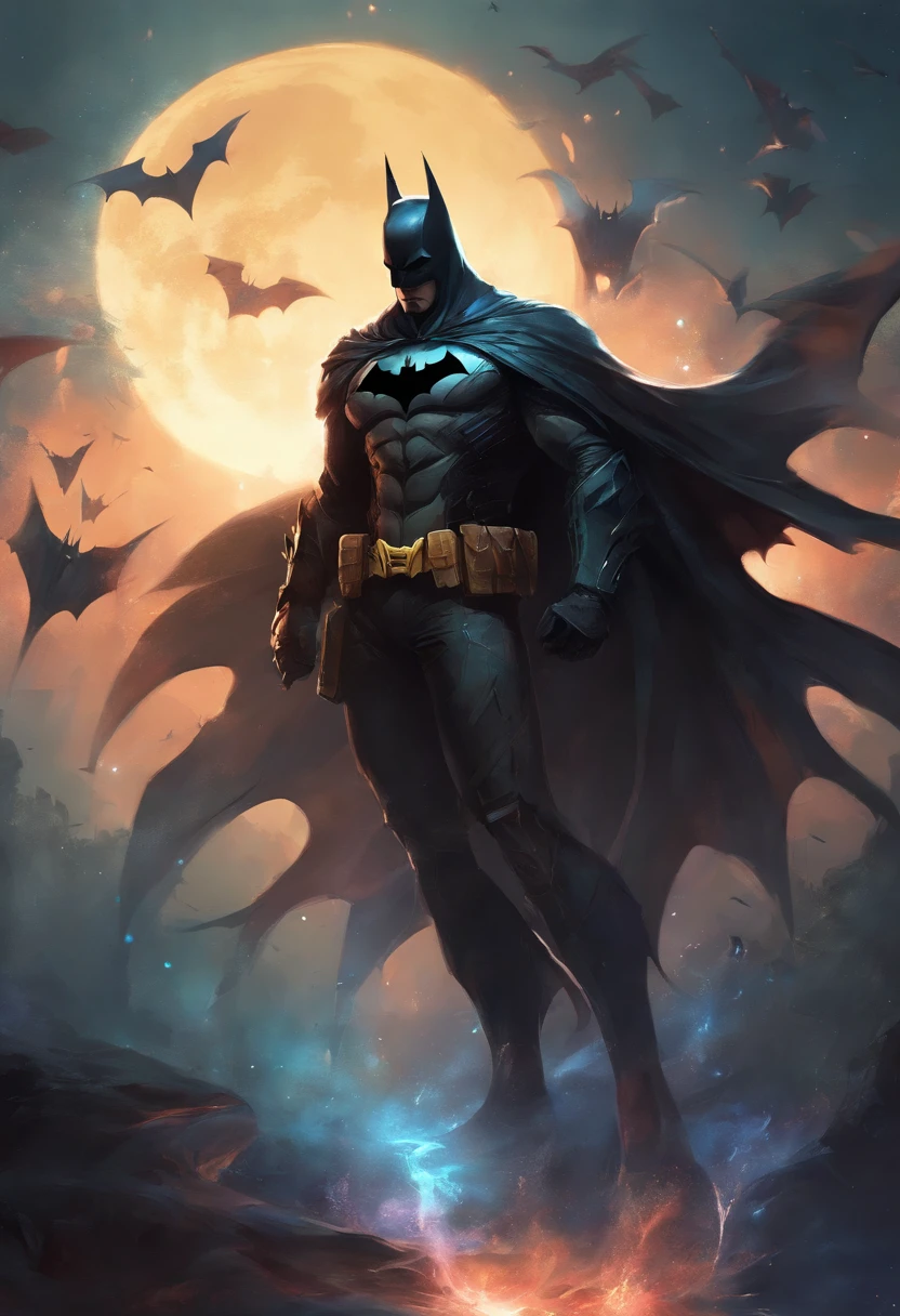An Anime Batman, Perfect body, perfect facem Cinematic, Terror, horror, Black bioluminicense, HD, Dark fantasy