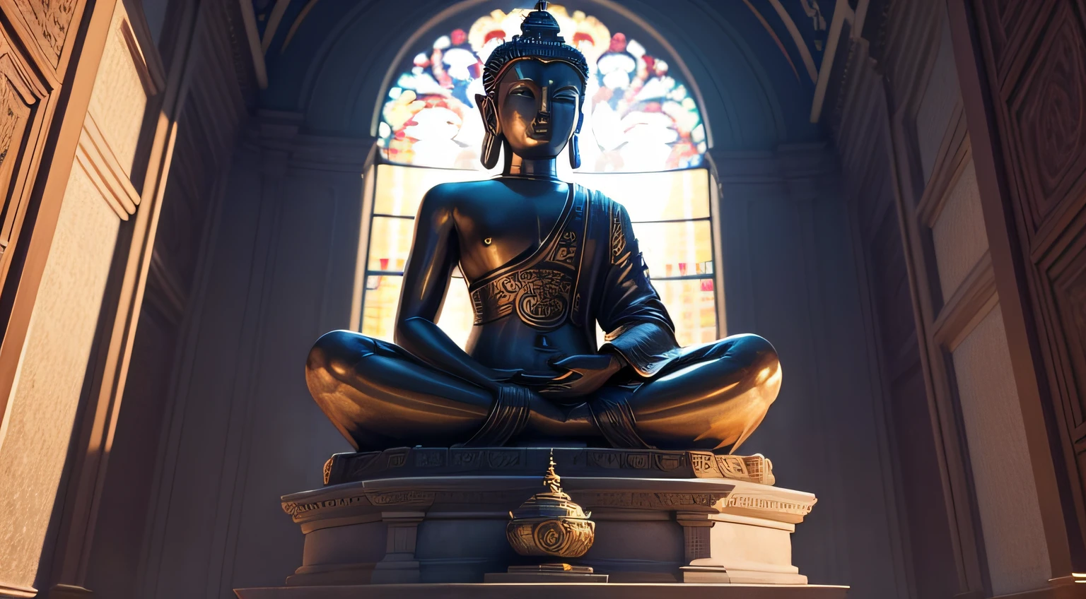 estatua de buda em templo budista