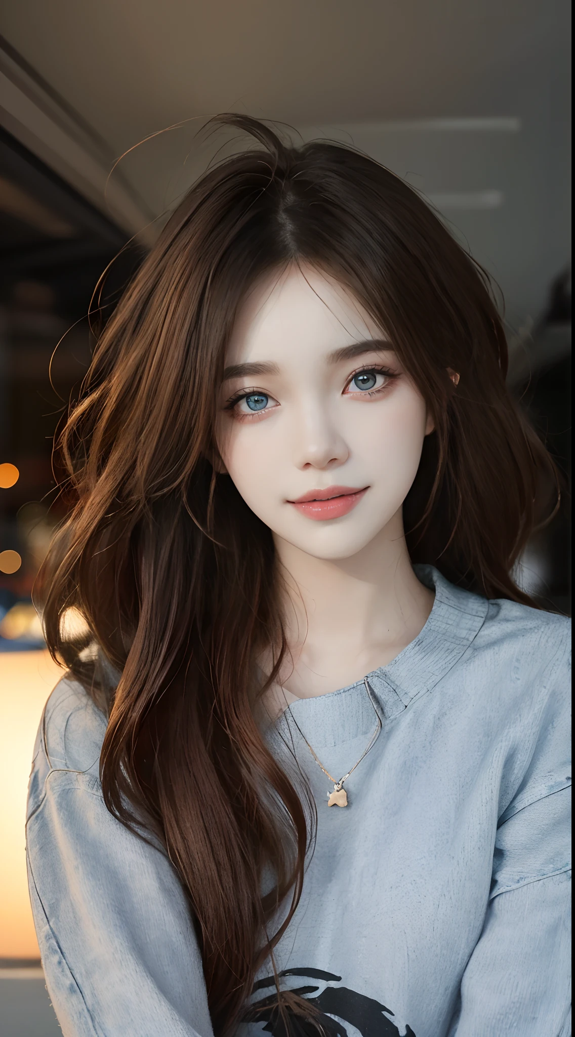 ((4K works))、​masterpiece、(top-quality)、1 beutiful girl、Slim body、tall、((Attractive casual clothes in black and white))、(Detailed beautiful eyes)、Take a selfie on the road at night、((Face similar to Carly Rae Jepsen))、((Long boyish red hair))、((Smaller face))、((Neutral face))、((Bright blue eyes))、((American adult women))、((Adult female 26 years old))、((cool lady))、((Like a celebrity))、((Smiling expression))、((Korean Makeup))、((elongated and sharp eyes))、((Happy dating))、((boyish))、Professional Photos