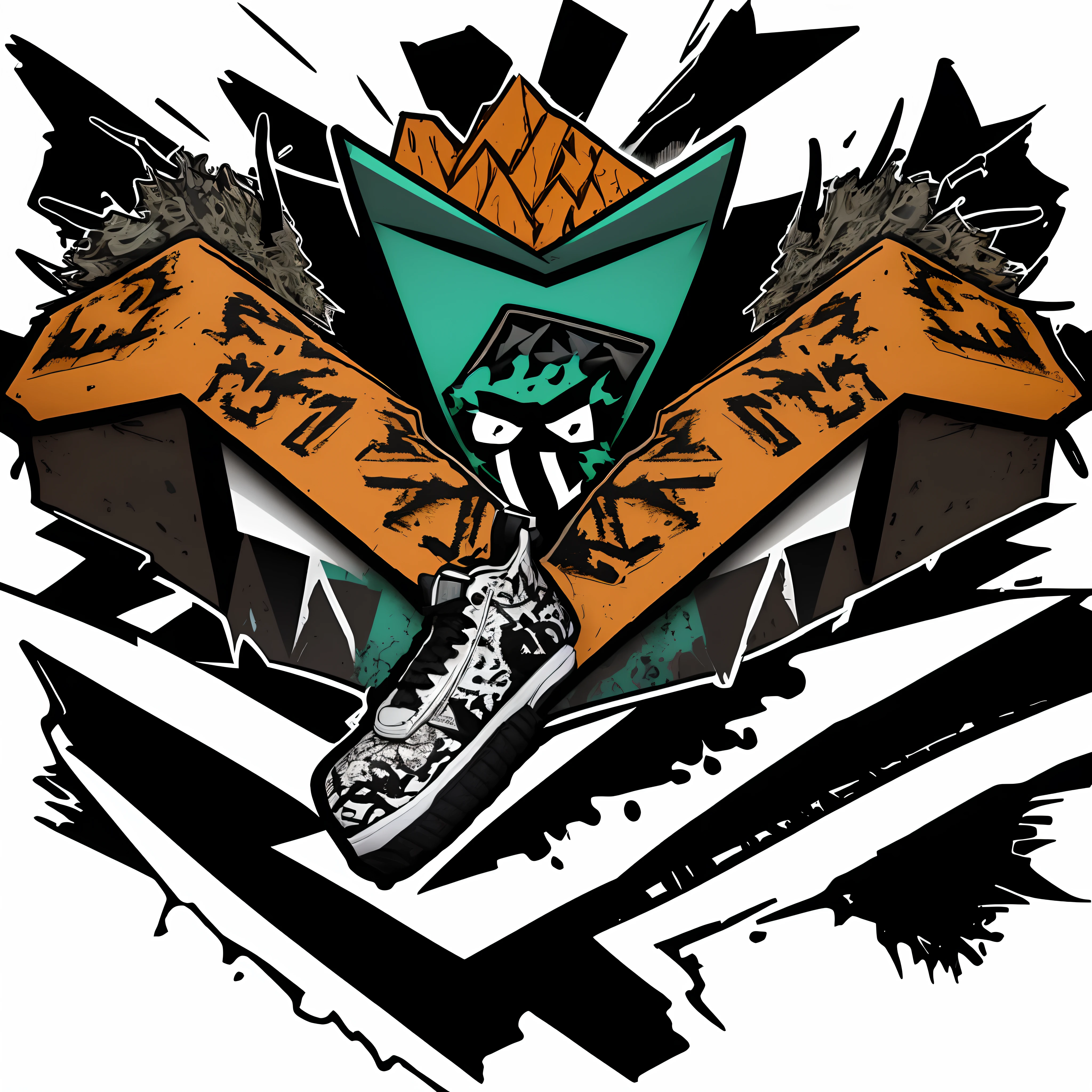 streetwear illustration logo for a sticker without background, in bold outline style, jagged edges, trashcore,