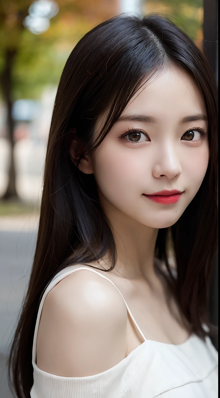 randome pose, mix4, (8K, Raw photography, top-quality, masterpiece: 1.45), (realisitic, Photorealsitic: 1.37), one girls, cute little, A smile、Cityscape, natta, profetional lighting, plain,a park,photon maping, Radio City, physically-based renderingt, Gradient black hair, white hair, Long straight hair,gals,a handsome, girl with, large full breasts,long-sleeve,Autumn clothes,Autumn outfit,top quality photo, hight resolution, 1080p, (clearface), (Detailed face description), (Detailed hand description), (masterpiece), realisticlying, extreme light and shadows, dishevled hair, masterpiece, lush detail, (Fine facial features), (Highest Quality Photos), (masterpiece), (finely eye), dual、Look in front of you, Fine clavicle,Emphasis on the armpits、Show lower milk,