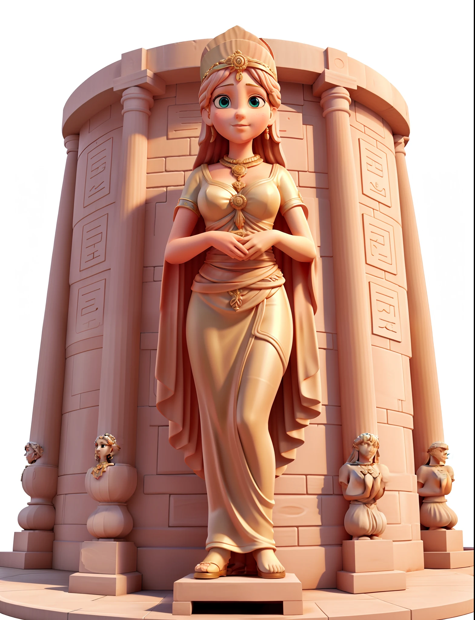 Statue of a woman in a sari dress standing in front of a building, goddess. extremely high detail, 3 D Goddess Minerva, Extremely detailed shot of the goddess, Giant clay statue, 3 d goddess portrait, Statue de la femme parfaite, Epic 3 D Yemaya, Epic 3 D Oshun, Female goddess, Ancienne princesse Libu, The Greek goddess Aphrotite