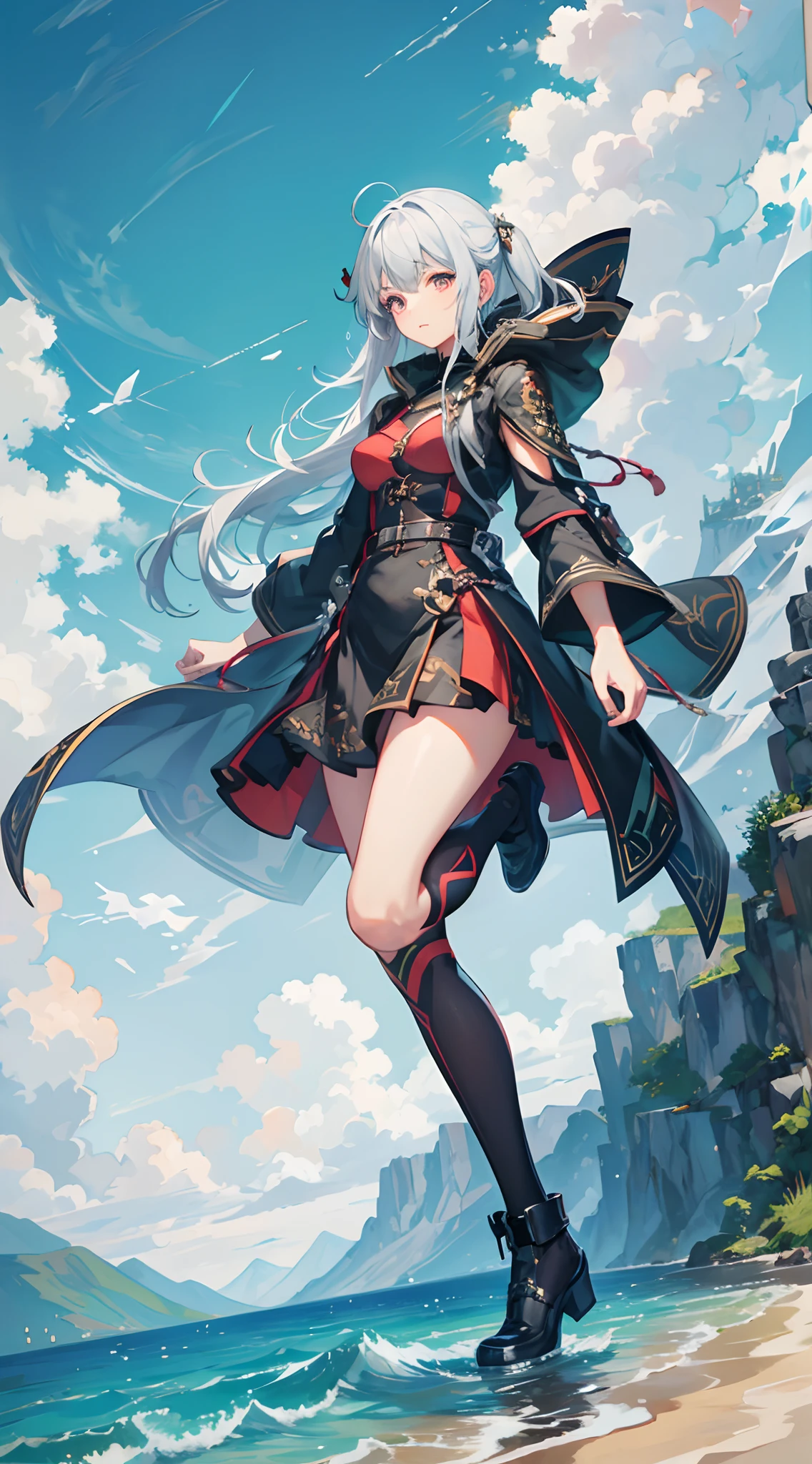 ((Best quality)), 1girl, full body, character design style