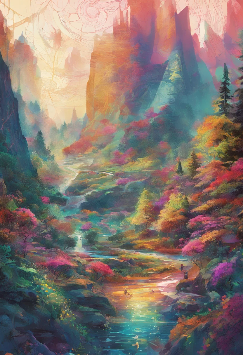 (montagnes majestueuses  ),(Sparkling River),(mysterious forest), (refuge naturel), Eduardo Kobra acolchoamento ,Multidimensional geometric digital sensors, Pulsating digital information flow, lignes de code fine, Digital ballet of algorithms,  PORTRAIT, art, Chibi,Yang08K, belle, Coloration,