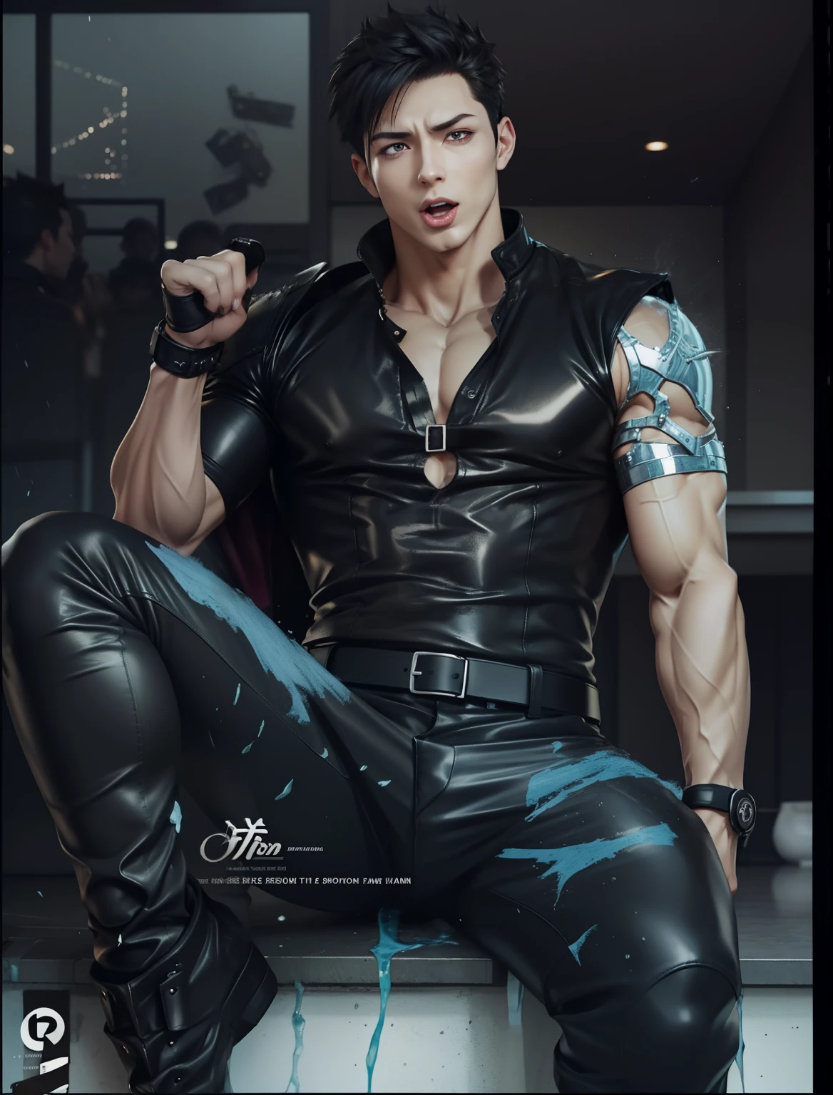 2boys black_hair blonde_hair erection femboy_on_male gay genos hand_on_head hand_on_own_head male male/male male_focus male_only multiple_boys one-punch_man open_mouth penetration reach_around sakimichan sex shirt_lift speed-o'-sound_sonic tagme torn_clothes uncensored yaoi,leather trousers men,