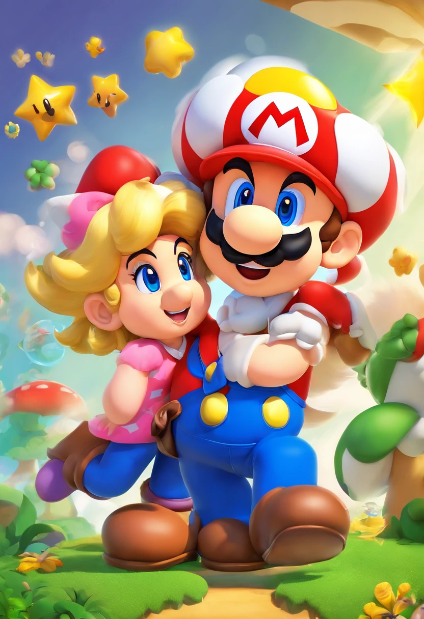 Deux meilleures amies une femme blonde et une femme brune dans un niveau de Super Mario Bros