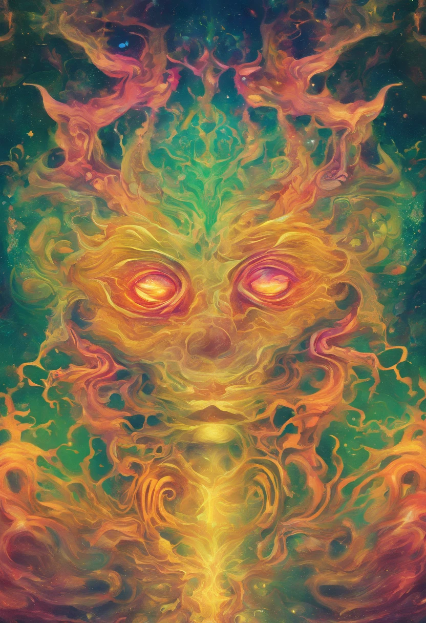 a photograph Galaxies, espirais, outer space, Nebulosas, estrelas, smoke billowing,espatacular imagem, detalhe intrincado,Hand-drawn sketch illustration of a beautiful tiefling with green and white hair, tatuagem,(((olhos azuis))), symmetrical dragon horns,detalhes em dourado na roupa, 插圖, watercolor sketch,, octane rendering, 8k hiper realista, Textura realista, Unreal Natural Lighting Engine, cinestill 800, (mola a 35mm | | | | | |)