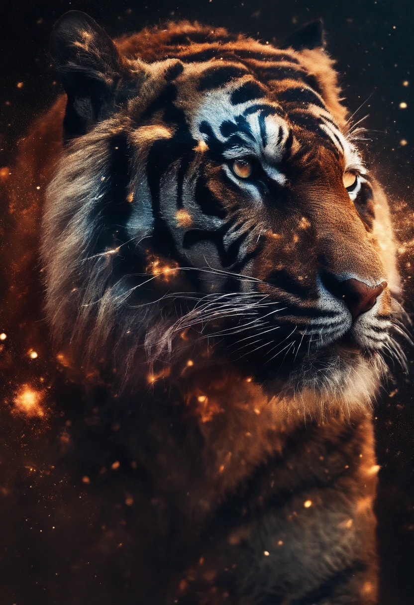 1 tigre,a photograph Galaxies, espirais, outer space, Nebulosas, estrelas, smoke billowing,espatacular imagem, detalhe intrincado, na forma de um tigre, octane rendering, 8k hiper realista, Textura realista, Unreal Natural Lighting Engine, cinestill 800, (mola a 35mm | | | |)