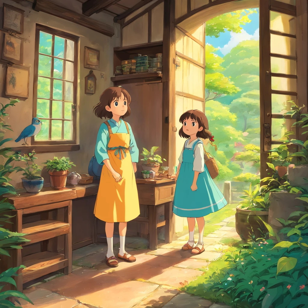 There are two little girls playing with a cat in the backyard, kids book illustration, kids book illustration, Children's Book Illustration, Children's Book Illustration, Children's Book Illustration, kids book illustration, cute storybook illustration, illustration for children, story book illustration, childrens illustration, story book illustration, colorful kids book illustration, A storybook illustration, childrens illustration