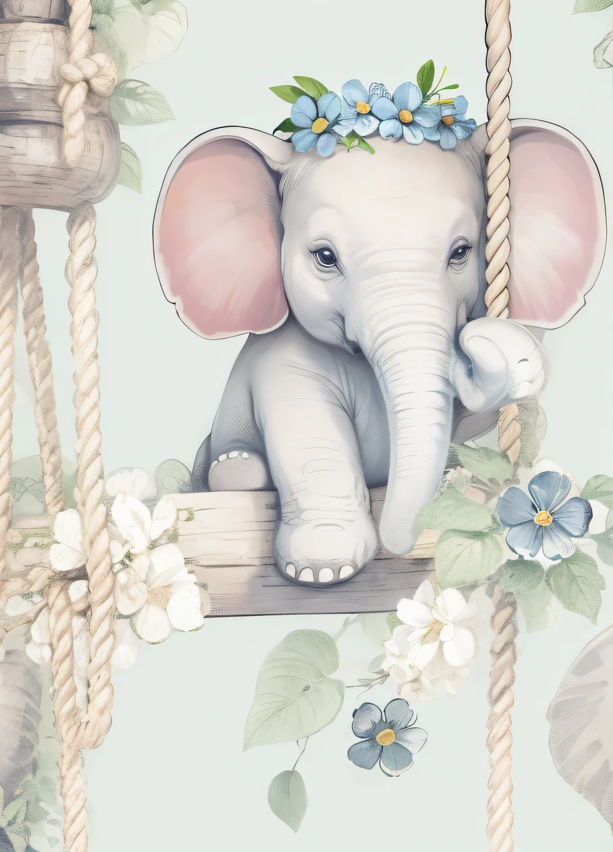 elephant on rope swing