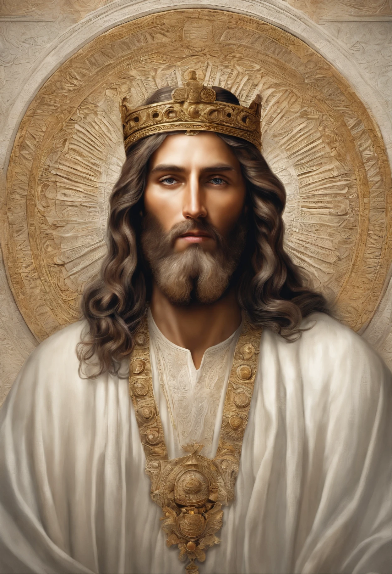 (symmetry),centered,a ((close)) up portrait,(Jesus),a very thin white man with long hair and a beard,wearing a long white robe,35mm,natural skin,clothes detail, 8k texture, 8k, insane details, intricate details, hyperdetailedhighly detailed,realistic,soft cinematic light,HDR,sharp focus, ((((cinematic look)))),intricate, elegant, highly detailed
