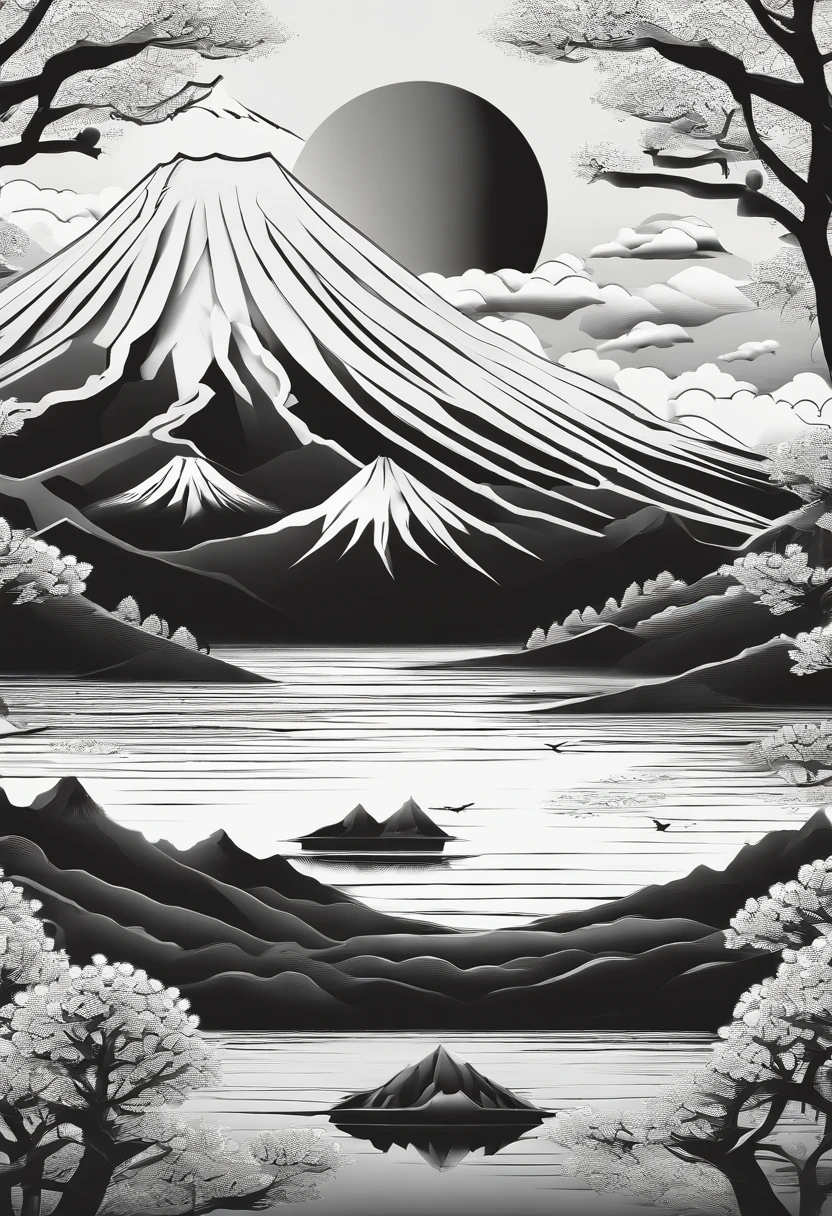 Mount Fuji, Honshu Island, (illustration: 1.0), epic composition, realistic lighting, high-definition detail, masterpiece, best quality, (very detailed CG unified 8k wallpaper)