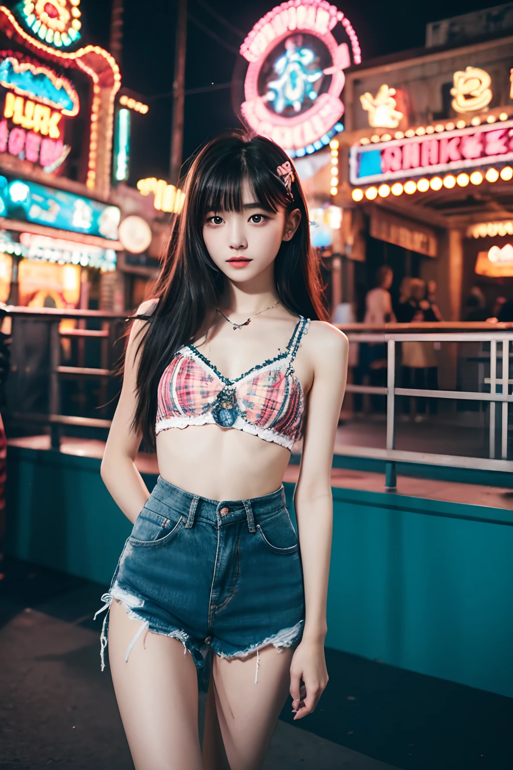 Knees,年轻,PUNK ROCK,teens girl,Delicate body,petite body,tiny chest,A dark-haired,Very Longhair,An amusement park