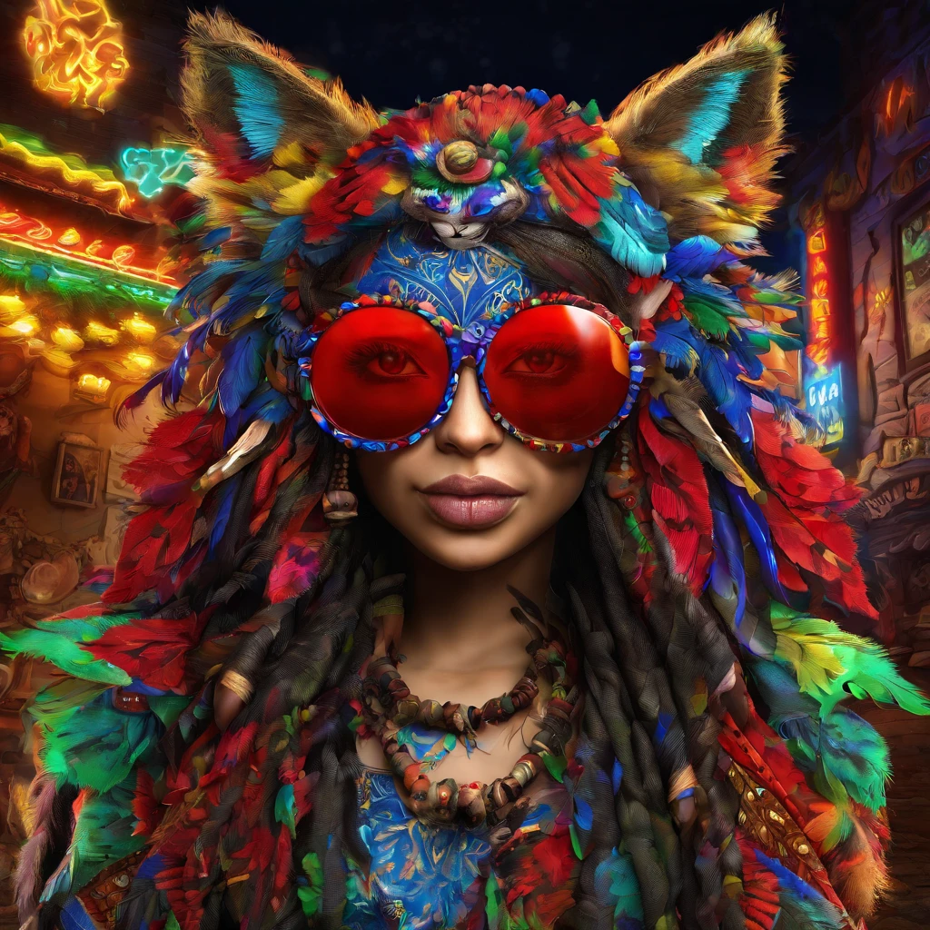 In a whimsical kawaii cafe, Kitten Fluffy, crafted from highly detailed curling, thin glowing multi-colored smoke, dons a rose flower hoodie and fancy funny stylish giant shiny sunglasses. Against a backdrop of vibrant neon typography spelling VIKUSIA, FAINOHO DNIA, capture its enchantment in a digital art masterpiece. Incorporate volumetric 3D rendering, Octane render, and vibrant graffiti elements to create a fantasy illustration that showcases its fashion-forward style. Make it pop with a poster-worthy 3D render that embraces the essence of this captivating character ((stunningly tantalizing view)). 3D, highly detailed, sharp focus, 8K, ultra quality, UHD, crystal clear, bokeh. Black magic Pocket Cinema Camera 6K Pro with Sigma 18-35mm f/1.8 DC HSM Art lens Canon EOS 5D Mark IV camera with a Canon EF 24-70mm f/2.8L II USM lens --ar 9:16 --v 5.2 --s 750, architecture, vibrant, wildlife photography, portrait photography, fashion, cinematic, typography, 3d render, poster, photo