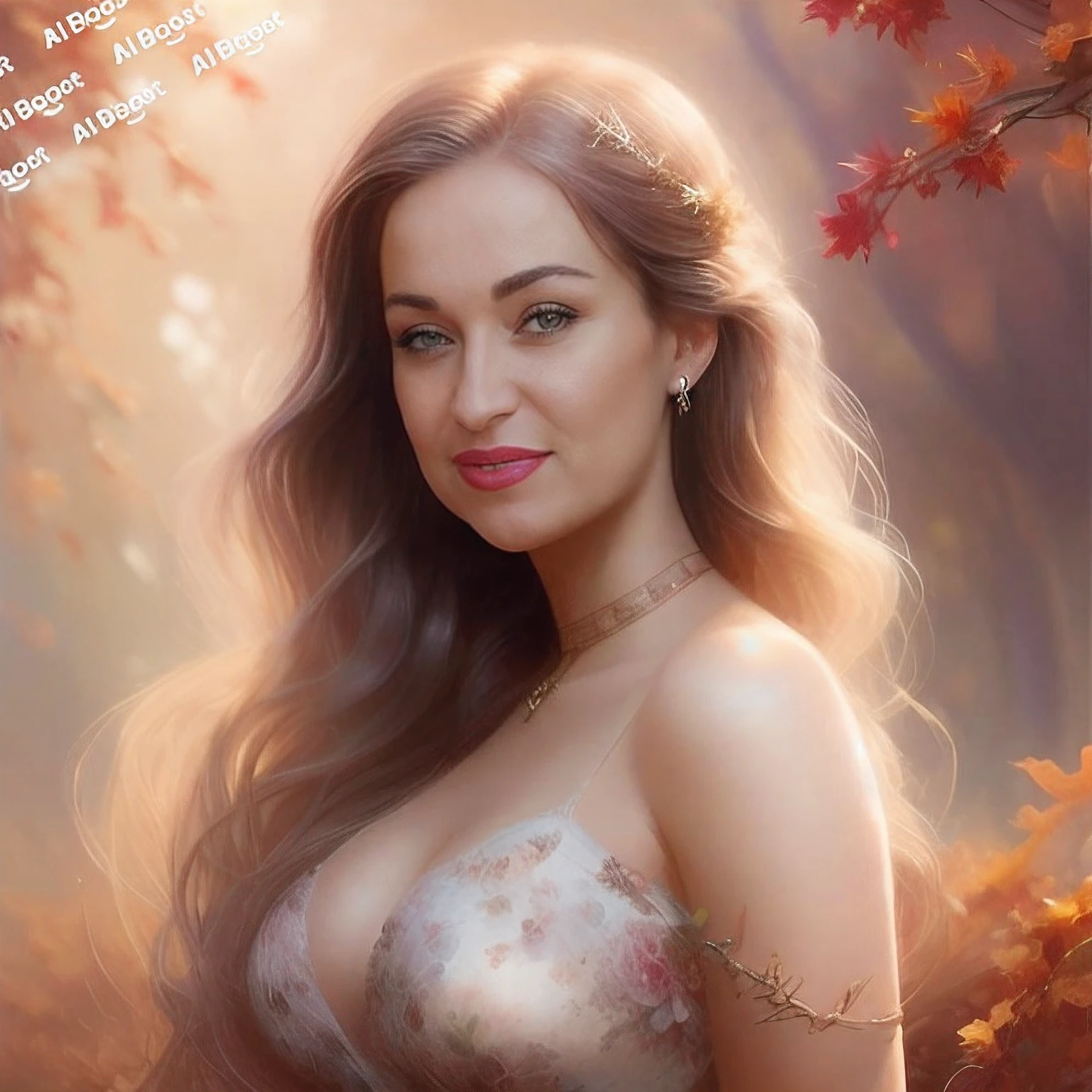 painting of a woman with long hair and a dress in a forest, airbrush digital oil painting, inspired by Magali Villeneuve, fantasy art portrait, beautiful fantasy art portrait, beautiful fantasy portrait, digital fantasy portrait, fantasy portrait art, fantasy portrait, digital airbrush painting, graphic artist magali villeneuve, artgasm, artgerm portrait