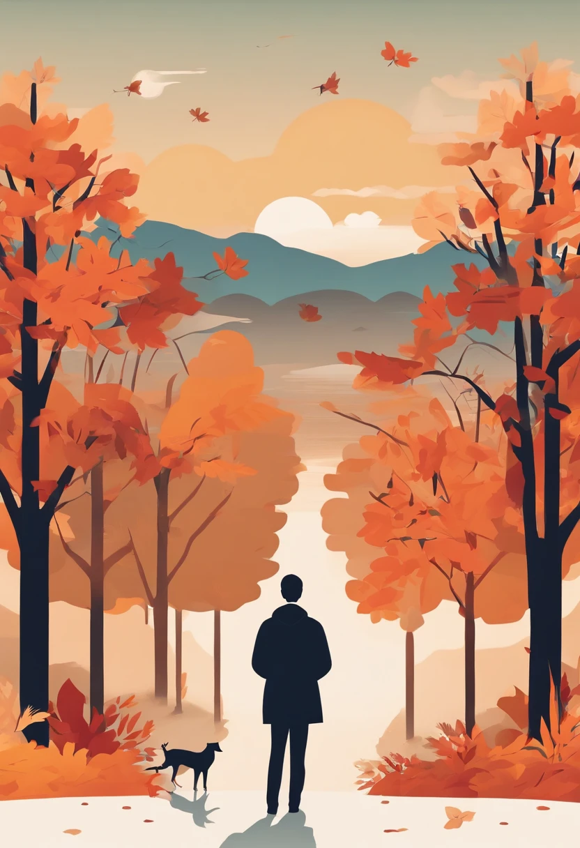 (((masterpiece))),best quality, autumn scenery, 1man, warm color, short hair, smile, calm expression