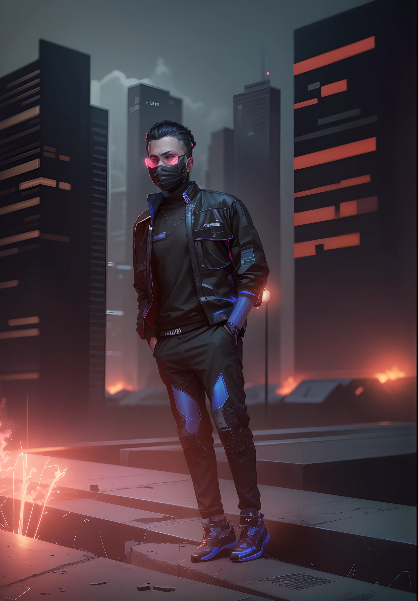Change background cyberpunk but  realistic face same to same