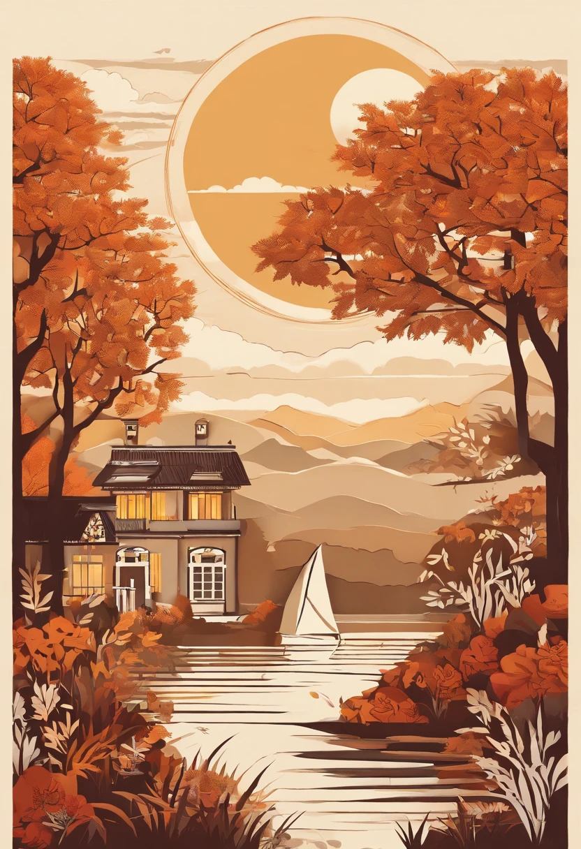 (((masterpiece))),best quality, autumn scenery, 1man, warm color, short hair, smile, calm expression