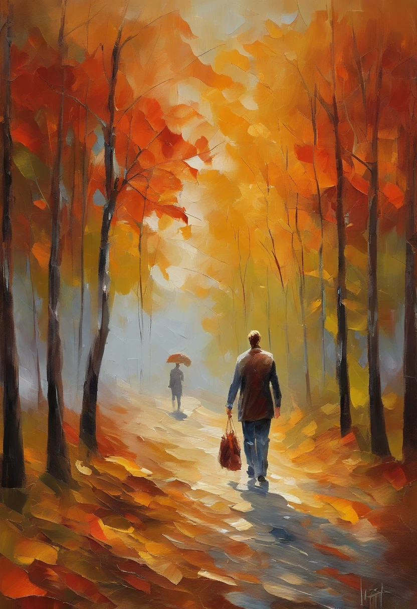 (((masterpiece))),best quality, autumn scenery, 1man, warm color, short hair, smile, calm expression