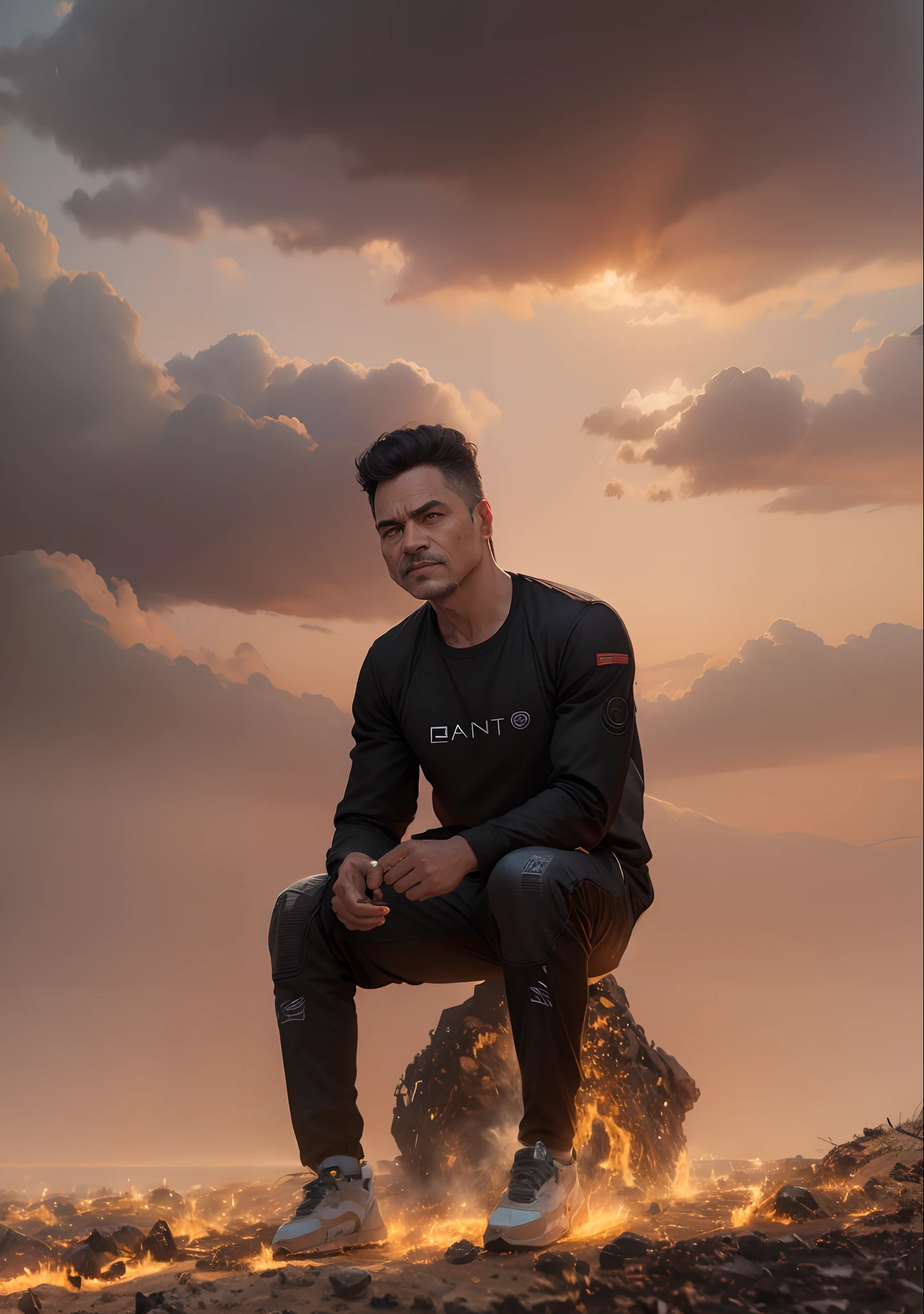 Change background sci-fi but realistic face same to same
