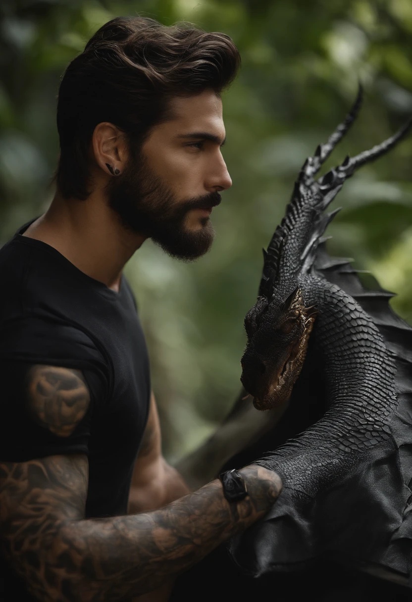 physical features: Cabelos pretos, barba por fazer, 1,85m de altura.
Cicatrizes/Marcas: A scar on his right arm.
Tatuagens/Piercings: Tattoo of a dragon on the left forearm.
Visible Moles: Two spots near the neck.
Roupas e Pertences: The last time he was seen, Andrew was wearing a black T-shirt and jeans. Trazia uma mochila com ele.