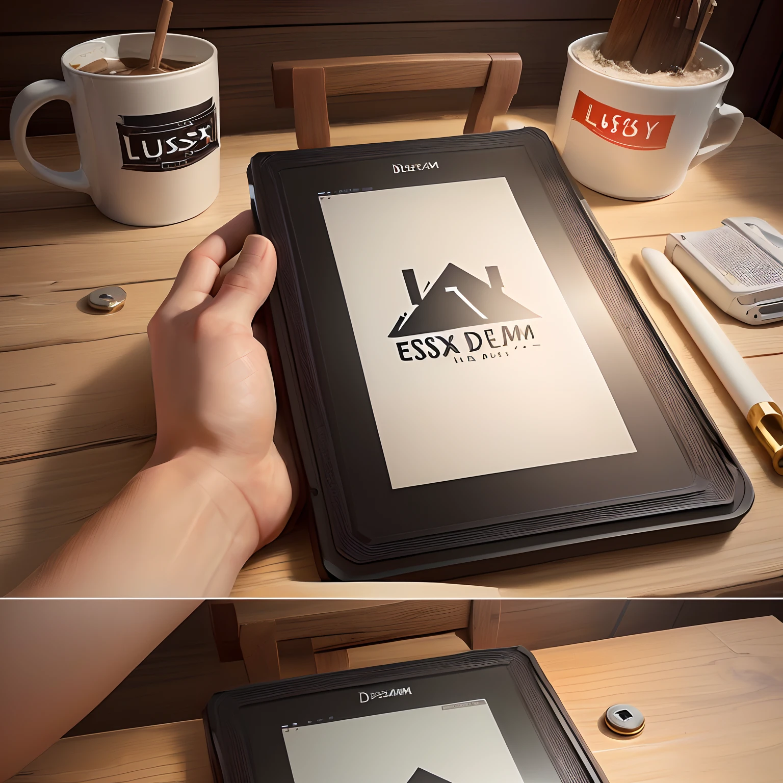 Make Ultimate logo for real esate with text Dreaam Home with the House shape lusxury logo backround and Cool fount