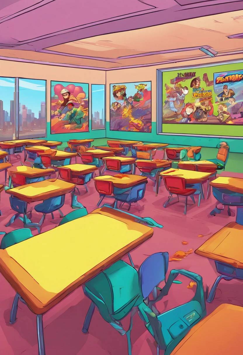 Kids cartoon in a class room