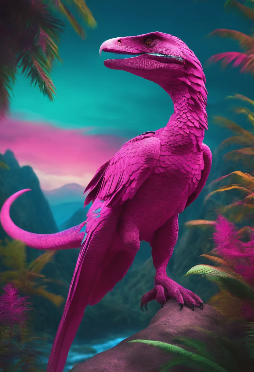 vaporwave raptor 3d